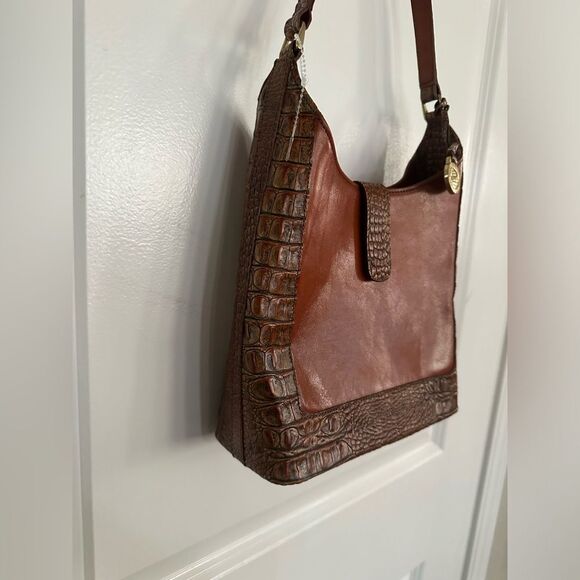 NWOT Brahmin Pecan Embossed Leather Shoulder Brown Bag - Picture 6 of 15